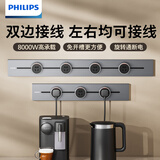 飞利浦（PHILIPS）明装轨道插座开关插座面板壁挂式免开槽可移动滑轨插板餐边柜导轨式滑动排插50cm轨道+3个适配器灰