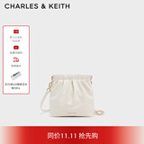 CHARLES&KEITH迷你菱格流浪包单肩斜挎双肩包包女包生日礼物CK2-60782390 Cream奶白色 S