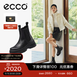 爱步（ECCO）*厚底切尔西靴女 倪妮同款一脚蹬女靴中筒牛皮靴 踪迹220753 HL 黑色22075301001 36