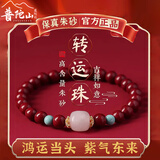 普陀山莲陀记天然紫金朱砂手串女士和田玉本命年手链男款转运真品礼物护身符 6mm紫金砂 男女通用@送女友/男友/长辈