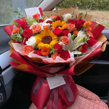 花旺鲜花速递花礼向日葵花束生日送长辈领导同事礼物花同城配送当日达 【鹏程万里】向日葵百合混搭花束|DS854