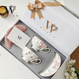 物取（WOOCH）甜蜜结婚礼物咖啡杯碟盒装轻奢高级陶瓷乔迁新居情侣生日送人一对 甜蜜杯碟对杯-粉黛+水彩+白礼盒
