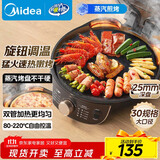 美的（Midea）电饼铛家用双面加热煎烤机烙饼锅三明治早餐机蒸汽嫩烤不沾锅电烤盘加深加大烤肉大尺寸煎烤盘3023