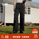 森马[防晒 UPF50+]休闲裤女质感长裤夏季阔腿伞兵裤109324127011