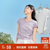 森马（Semir）短袖t恤女短款紧身夏季圆领正肩上衣V领收腰套头衫109324100003