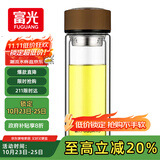 富光男女士双层玻璃杯 高硼硅玻璃304茶隔水杯子 带茶隔泡茶杯320ml