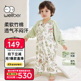 威尔贝鲁（WELLBER）婴幼儿睡袋1-3岁双层竹棉分腿睡衣春秋儿童宝宝防踢被子 森林2XL