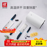 双立人（ZWILLING）除菌菜刀刀具套装厨房刀具全套厨具水果刀切菜切肉刀切片刀砍骨刀除菌刀架5件套 蓝莓色