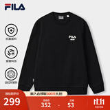 斐乐（FILA）官方男子加绒保暖卫衣秋冬季时尚休闲简约圆领套头衫长袖上衣男装 【加绒】正黑色-BK M