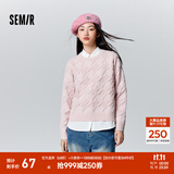 森马毛衣女冬宽松时尚气质圆领针织衫优雅千鸟格套头衫女装内搭 红色调00366 XL