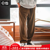 马登工装雪尼尔垂感聪明裤美式巴恩风直筒休闲裤仿灯芯绒束脚长裤子男 浅咖啡 2XL
