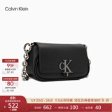 Calvin Klein时尚单肩包礼物链条包包金属字母旋扣翻盖CK女包斜挎马鞍包DH3240