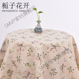 棉麻布料印花棉麻布料手工diy布头桌布沙发窗帘布麻布花布背景布 栀子花开