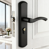 奥本执手锁室内门锁降噪锁体铜芯铜钥匙可调节门把手门锁A18黑