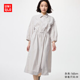 优衣库女装尼龙连衣裙/7分袖裙子480632 02 浅灰色 XL /165/92A