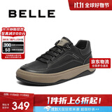 百丽潮搭休闲鞋男舒适厚底工装低帮板鞋A1251DM3 黑色-绒里 43