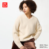 优衣库女装V领针织衫/毛衣毛衫479231 01 乳白色 M /160/84A
