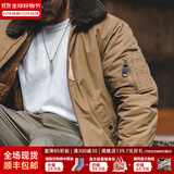 马登工装美式复古B15飞行员棉服夹克男保暖毛领加厚棉衣秋冬男士外套 卡其色 S