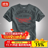 AK ARMY夏季新款复古飞虎队鲨鱼头飞机印花短袖t恤男休闲圆领男士体恤衫 灰色 M （120-135斤）