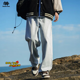 SWAMP AREA复古水洗男牛仔裤秋冬宽松高街直筒休闲长裤K006浅蓝XL