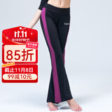 CONNY广场舞服装秋冬新款舞蹈练功裤宽松跳舞裤子女瑜伽裤运动健身长裤 黑紫 2XL 170