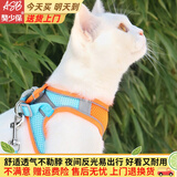 獒少保【可调松紧】猫绳猫链猫咪牵引绳防挣脱遛猫绳背心式溜猫绳子猫链 蓝橙双拼 S码 建议9-13斤内