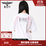BOY LONDON【繁花】潮牌情侣款短袖樱花翅膀花卉印花T恤N01712 白色 S