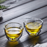 美斯尼 小茶杯玻璃茶具主人杯双层功夫品茗杯茶碗小泡茶玻璃水杯子咖啡马克杯仿建盏耐热 2只装