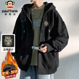 大嘴猴（paul frank）卫衣男士开衫外套男春秋季夹克男装上衣连帽开衫卫衣 黑色 XL