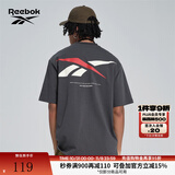 Reebok锐步官方24新品男女同款运动休闲宽松LOGO针织短袖T恤 24SRM425UGH1 黑色 L