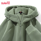 班尼路（Baleno）双面摇粒绒连帽外套男女款秋冬季简约百搭加厚夹克保暖拉链开衫