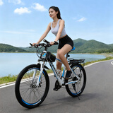 凤凰（Phoenix） 山地自行车成年人男士女士学生变速减震油刹线刹山地车自行车 白蓝色辐条轮高碳钢车架 27.5寸（身高170-190左右） 24速数字指拨/默认线碟可改油碟