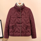 俞兆林（YUZHAOLIN）妈妈冬装新款短款羽绒棉服中老年女士保暖小个子洋气轻薄棉袄外套 紫红色 2XL 105-120斤左右