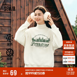 森马（Semir）[商场同款]女oversize发热抗菌2024冬季绣花抓绒上衣101724116004