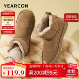 意尔康雪地靴女短筒棉鞋加绒女靴保暖面包鞋 26322W 浅棕色 37 