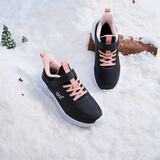 361°儿童运动鞋男童跑鞋秋冬密网轻便魔术贴女童皮革加绒保暖运动鞋 【皮革加绒】碳黑/日落粉色 33