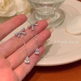 栢启歆S925银针蝴蝶结流苏耳环养耳洞耳坠耳钉女轻奢高级小众耳饰礼物 气质蝴蝶耳环