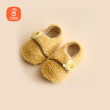 贝瑞加（Babyprints）婴儿地板袜男女宝宝软底学步袜室内早教袜套保暖隔凉鞋袜 黄M