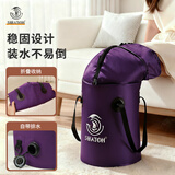 盛华登泡脚桶可折叠过膝便携式泡脚袋熏蒸保温家用老人洗脚养生桶泡脚袋 【带排水阀】全8层加厚-神秘紫 熏蒸SPA温感折叠泡脚桶