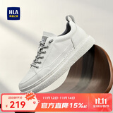 海澜之家HLA男鞋休闲鞋子皮鞋男士透气板鞋HAABXM1EBF161 白灰色39
