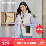 坦博尔羽绒服马甲女立领宽松外搭短款羽绒背心外套TD236006 小香白 160