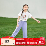 茵曼儿童女童防蚊裤凉感休闲长裤2025夏季洋气束脚裤子薄款中大童潮 紫色-F3832174A 110