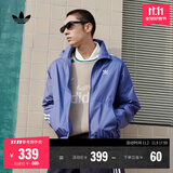 adidas休闲简约三条纹梭织立领夹克外套男装秋季阿迪达斯三叶草   深蓝(推荐选大一码)   S