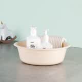 茶花 塑料洗脸盆33cm1只装洗脚盆洗衣盆加厚泡脚盆洗菜盆 米色*