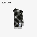 博柏利（BURBERRY）羊绒围巾 格纹装饰 logo标识 两端流苏装饰 8099650 黑色