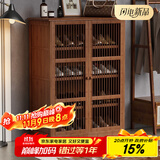 安尔雅新中式鞋柜门口简易鞋架家用收纳透气大容量多层玄关柜 双门款