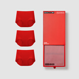 蕉内508A女士内裤红色本命马年10A抗菌无痕中腰运动瑜伽三角礼盒3件装