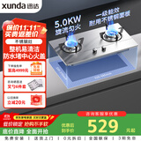 迅达（XUNDA）燃气灶天然气灶家用双灶具台嵌两用5.0KW旋流火灶不锈钢面板一级能效 Q1SA-天然气