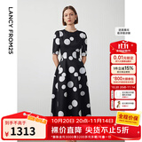 朗姿【Basic衣橱】小香风法式赫本风波点裙子女夏新款连衣裙 本白色 M