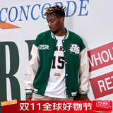 准者棒球服夹克外套男装2025秋冬新款美式复古PU皮袖休闲宽松运动开衫 909青瓷绿 XL